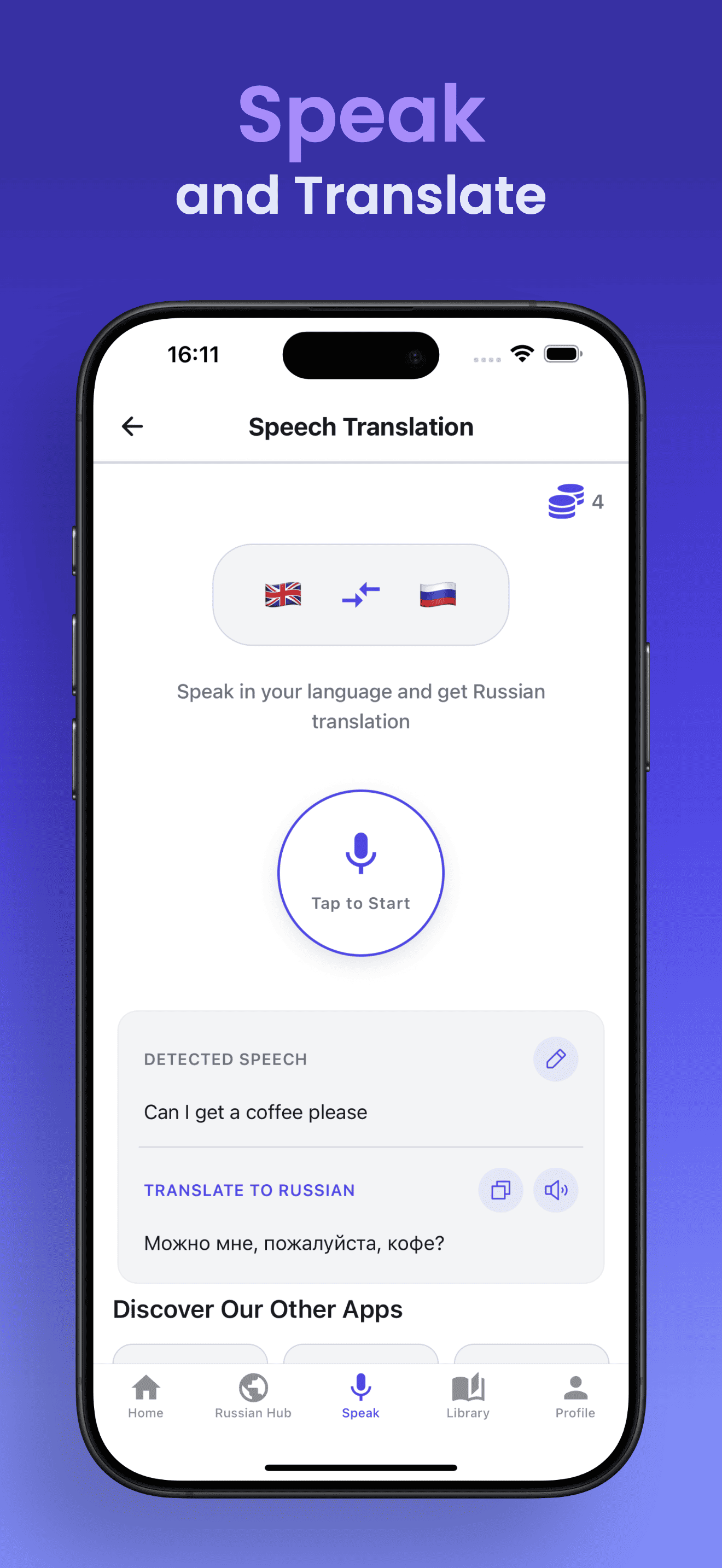 Speech and translation features