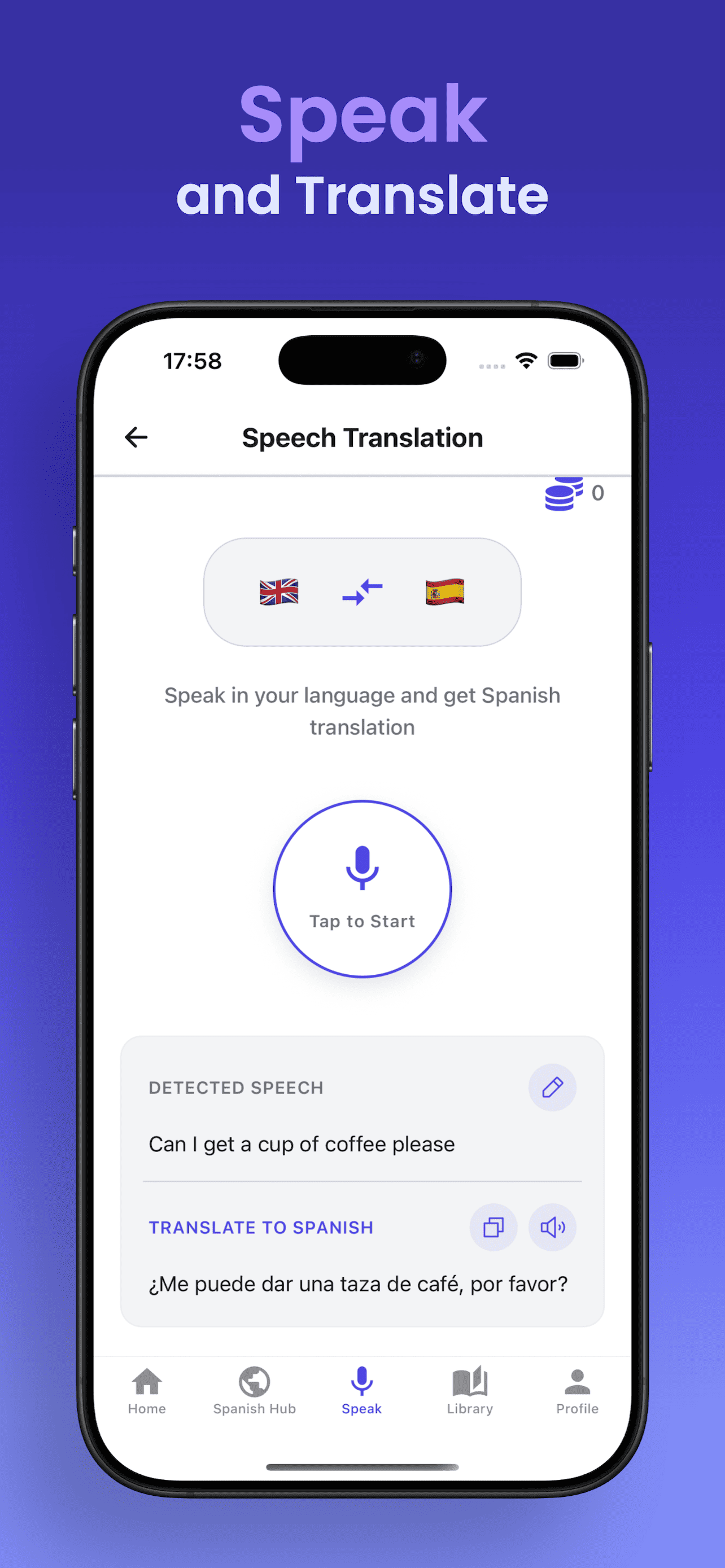 Speech and translation features