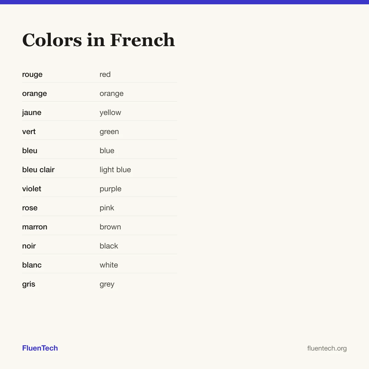 Colors in French: rouge (red)