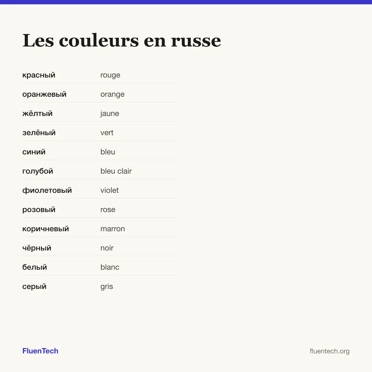 Les couleurs en russe: красный (rouge)
