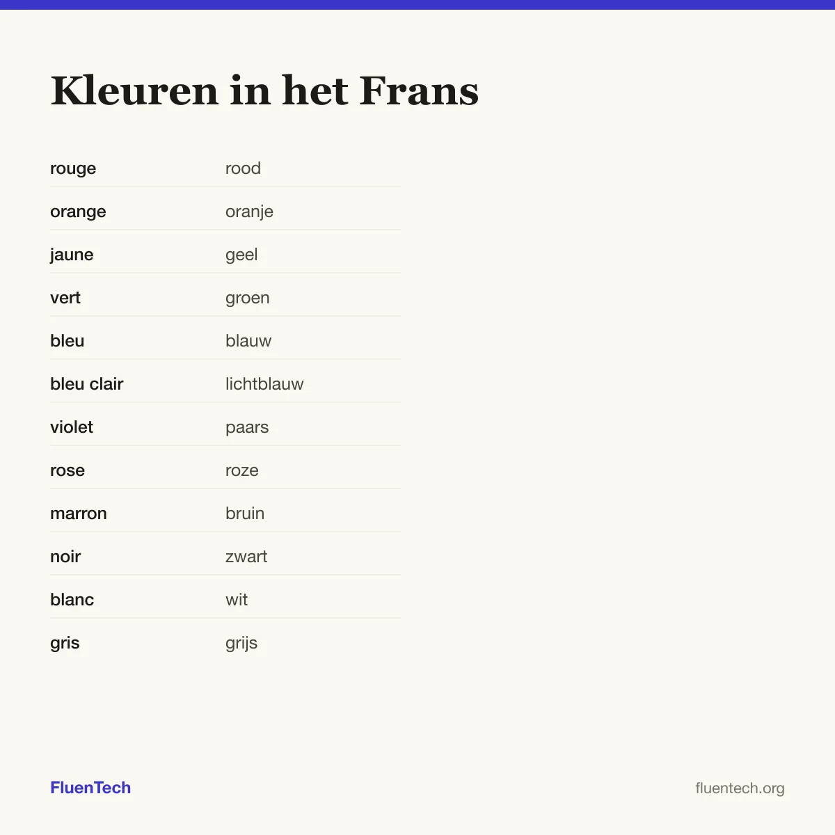 Kleuren in het Frans: rouge (rood)
