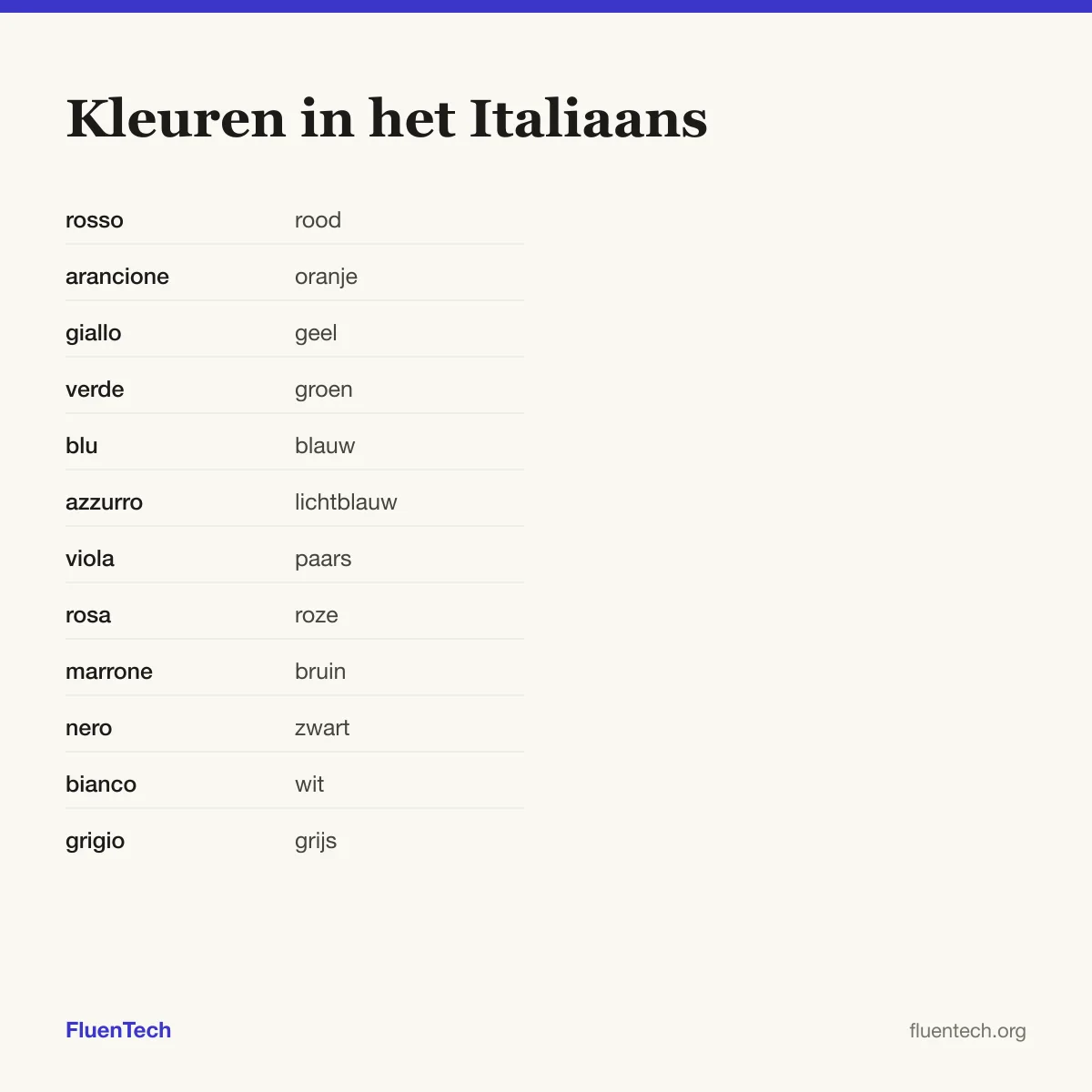 Kleuren in het Italiaans: rosso (rood)