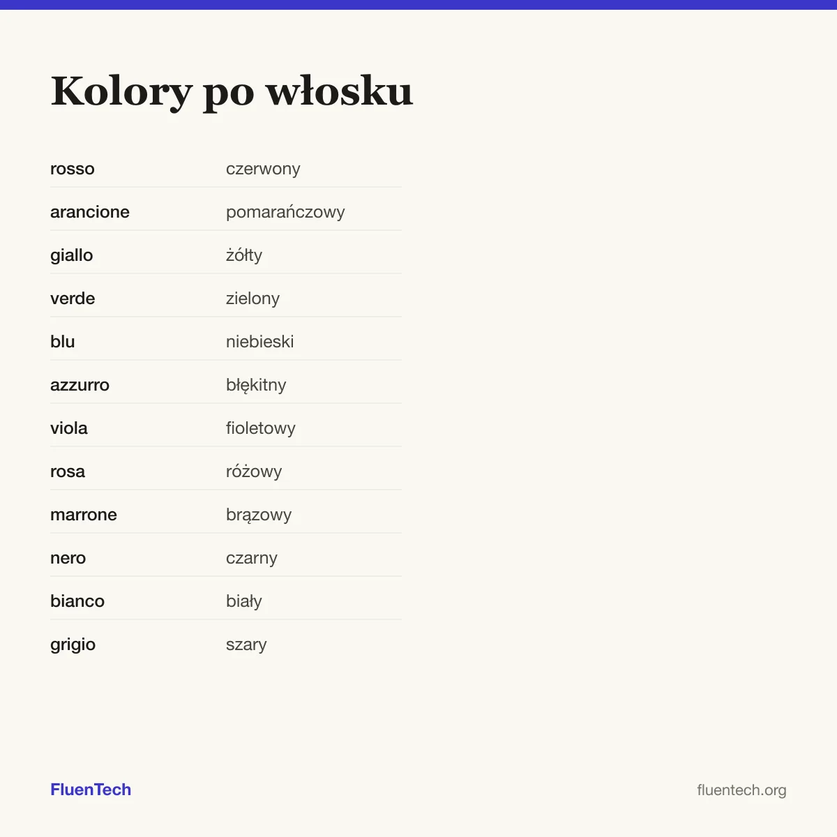 Kolory po włosku: rosso (czerwony)